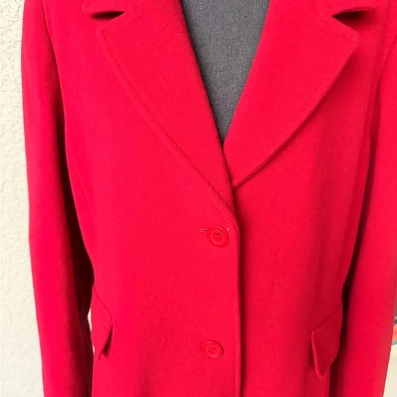 Marvin Richards Vibrant Scarlet Red Long Wool Coat Jacket - Picture 7 of 11